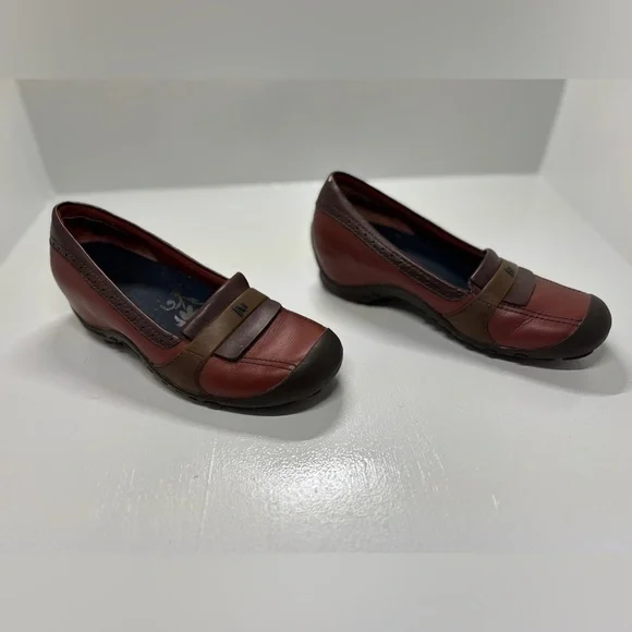 Merrell Plaza Moc Wedge Moccasins Dark Autumn Leather Slip-ons size 6.5 - Picture 3 of 8